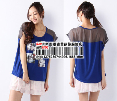 即墨市董丽艳服饰店批发外贸工厂尾单——女士雪纺拼接款短袖蝙蝠T恤全解析